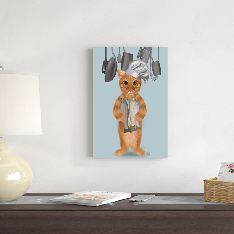Ginger Cat Fish Chef, double, H 18 po x l 12 po x P 1,25 po