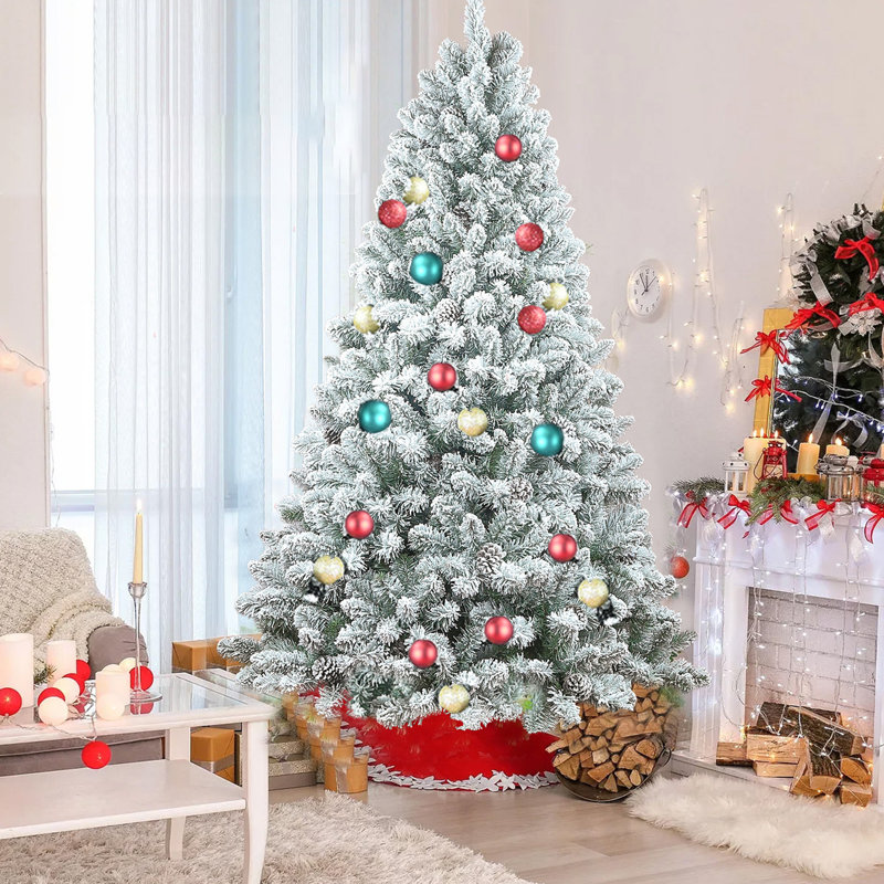 4FT Flocked Christmas Tree with Pine Cones
