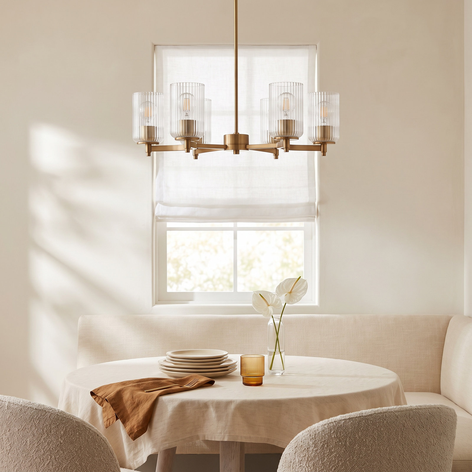 Adalina 6 - Light Dimmable Chandelier, Satin Brass