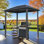 Pavillon de jardin pour barbecue en aluminium avec toit rigide et crochets de 5 pi x 8 pi pour l'extérieur