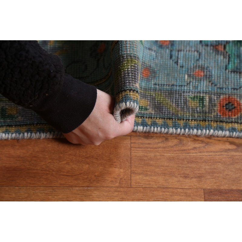 Tapis persan Tabriz patiné vieilli noué à la main 9 x 12
