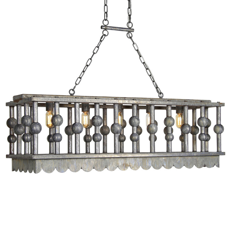 Luminaire suspendu linéaire à 5 lumières pour îlot de cuisine Art Deco, Haute mer