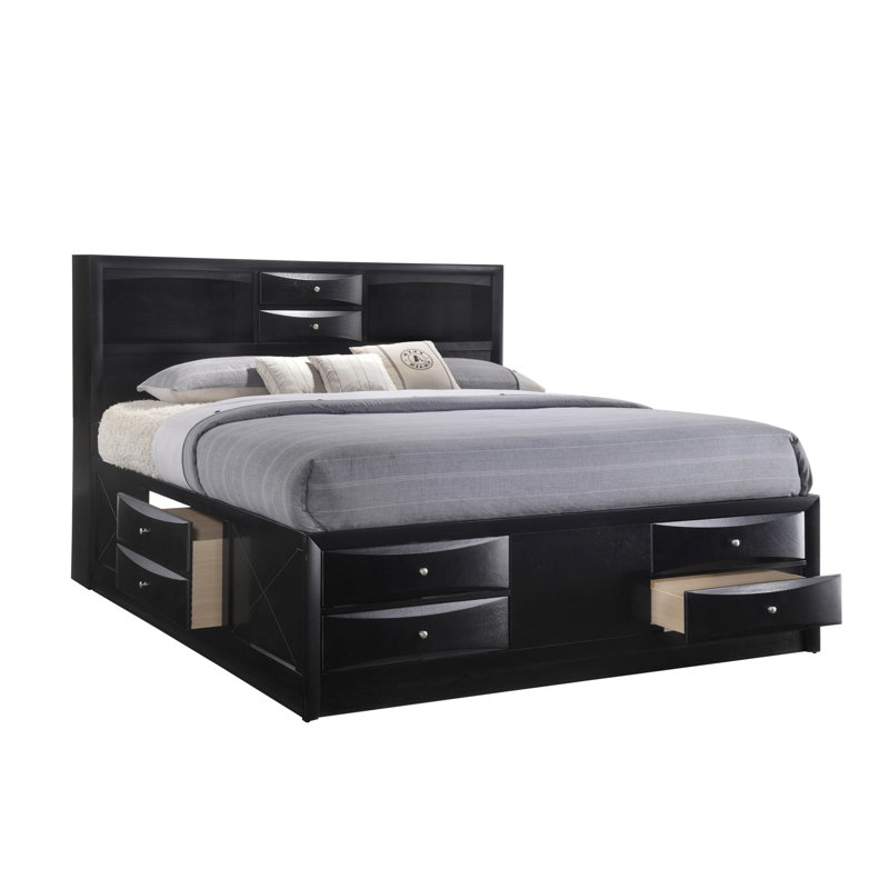Lit de style rétro solidement conçu, King, Black
