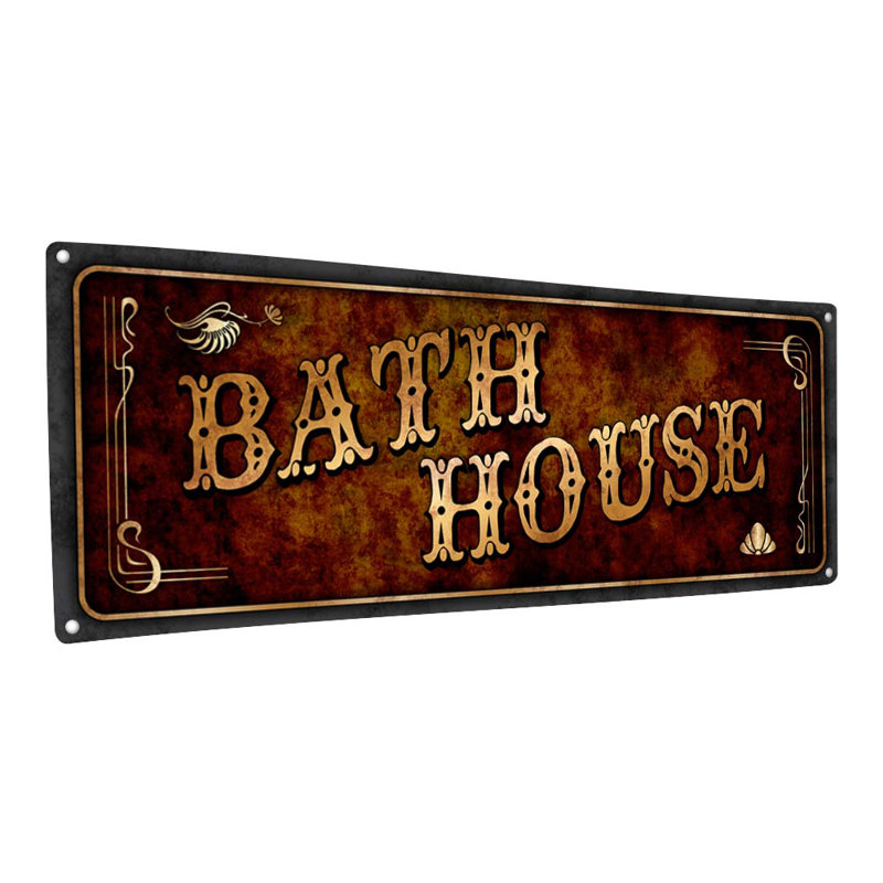 Enseigne en métal Brown Bath House, H 11,5 po x l 31 po x P 0,04 po