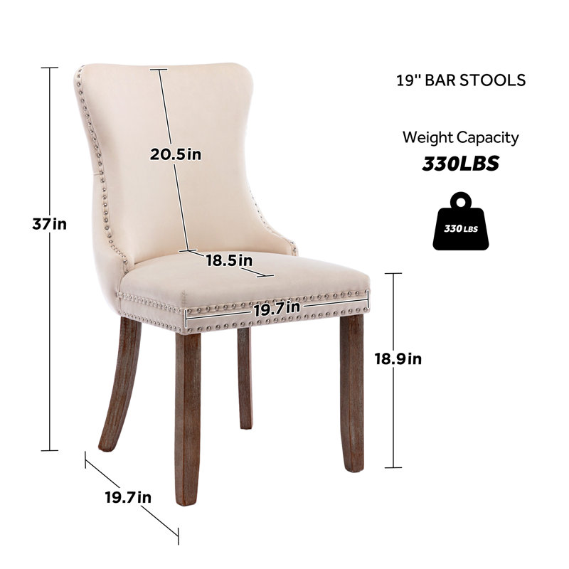 Chaise d'appoint rembourrée capitonnée en velours de cuisine moderne, Beige, Brun orangé