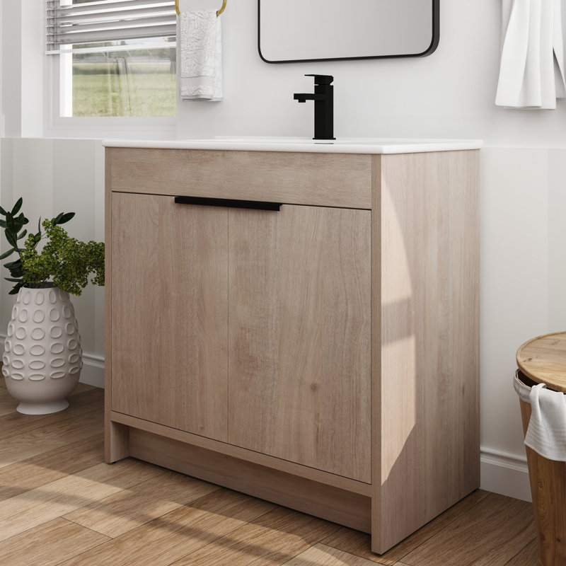 Alkes 35.86 " W Freestanding Standard Free Standing 1 Single Vanity Bathroom Vanity With Ceramic Top