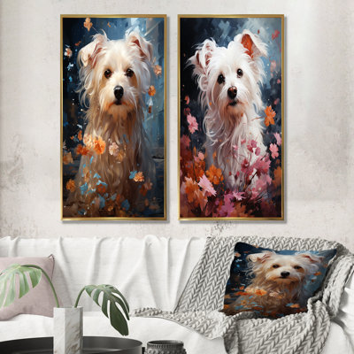 «Dog Maltese Magic», ensemble d'art mural sur toile en forme de chien