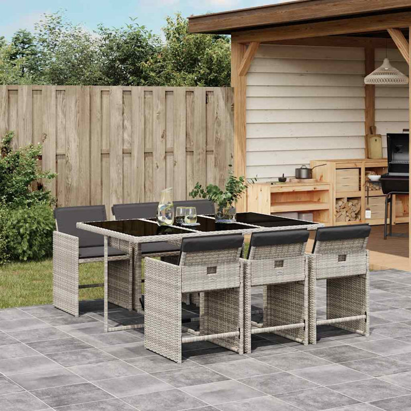 Patio Dining Set with, Light Grey, Grey