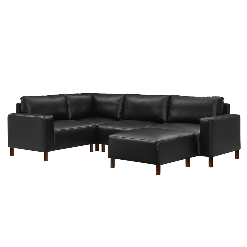Canapé d'angle en cuir de polyuréthane de qualité moderne, Black