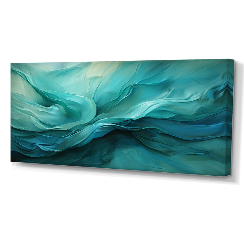 Turquoise Tranquility V - paysages abstraits, impressions sur toile, Toile tendue, H 28 po x l 60 po, Sans cadre