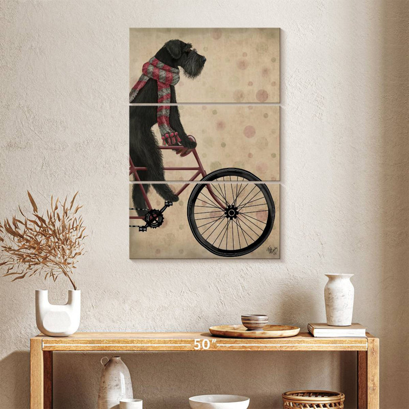 Schnauzer On Bicycle Black, 38" H x 24" W