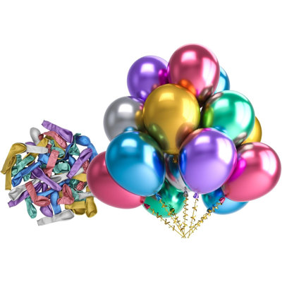 Ballons de fête en latex métallique chromé - Paquet de 150 petits ballons à hélium assortis de ballons de fête colorés pour l'anniversaire
