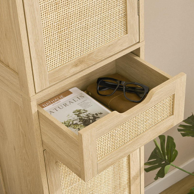 Armoire de rangement en rotin avec tablettes réglables