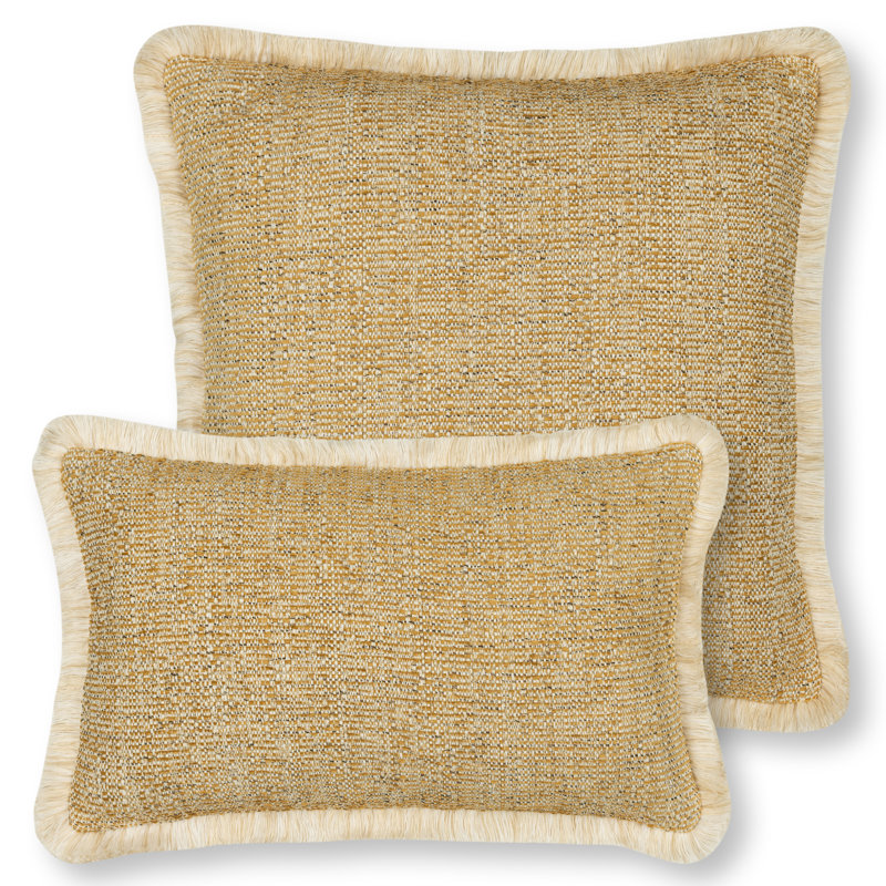Golden Hour Fringed Rectangular Performance Pillow Cover & Insert