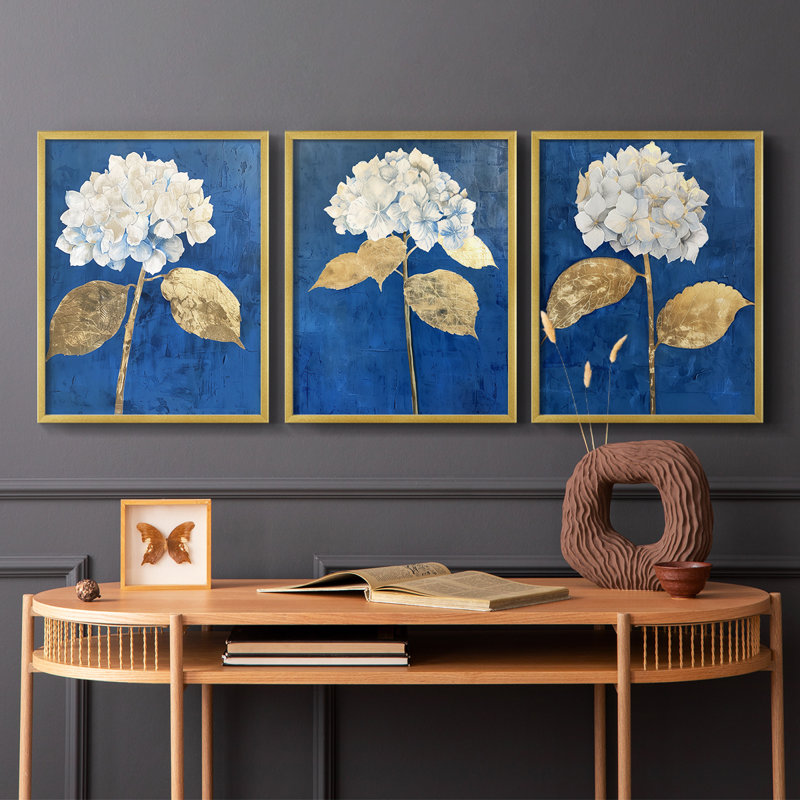 Étude florale, série XXVII, ensemble de 3 estampes numériques, prêt à accrocher, H 28 po x l 66 po