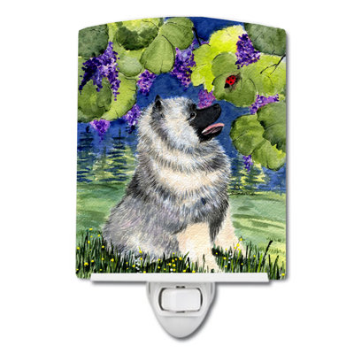 Éclairage de nuit en céramique keeshond