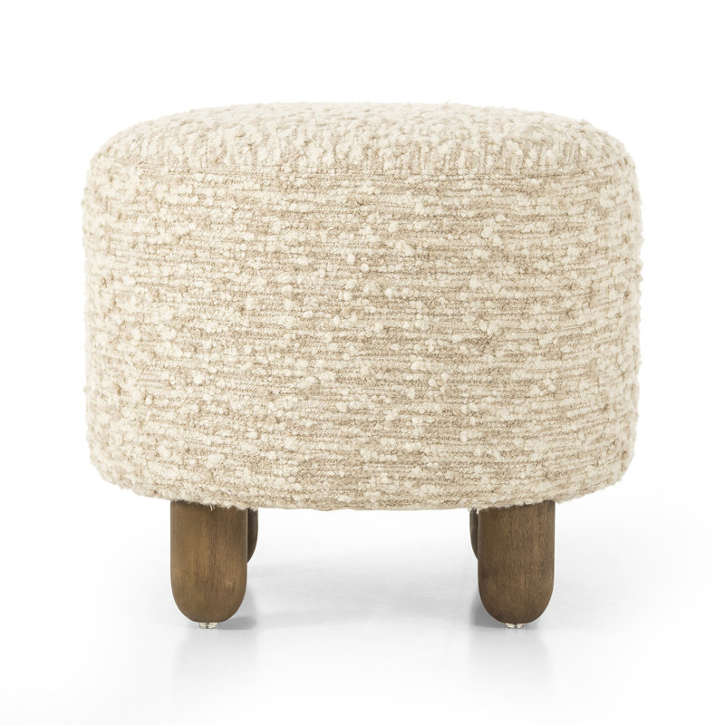 Repose-pieds rond 22,5 po Risco, Boucle texturée avoine, Chêne naturel