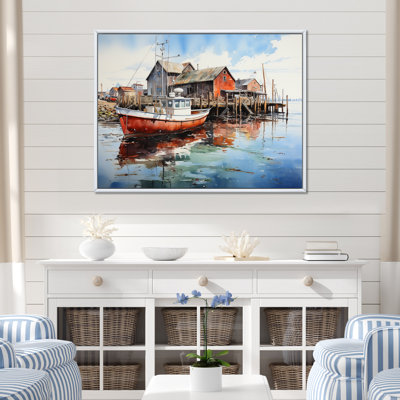 Port Portside Reflection Pointillism I sur impression sur toile