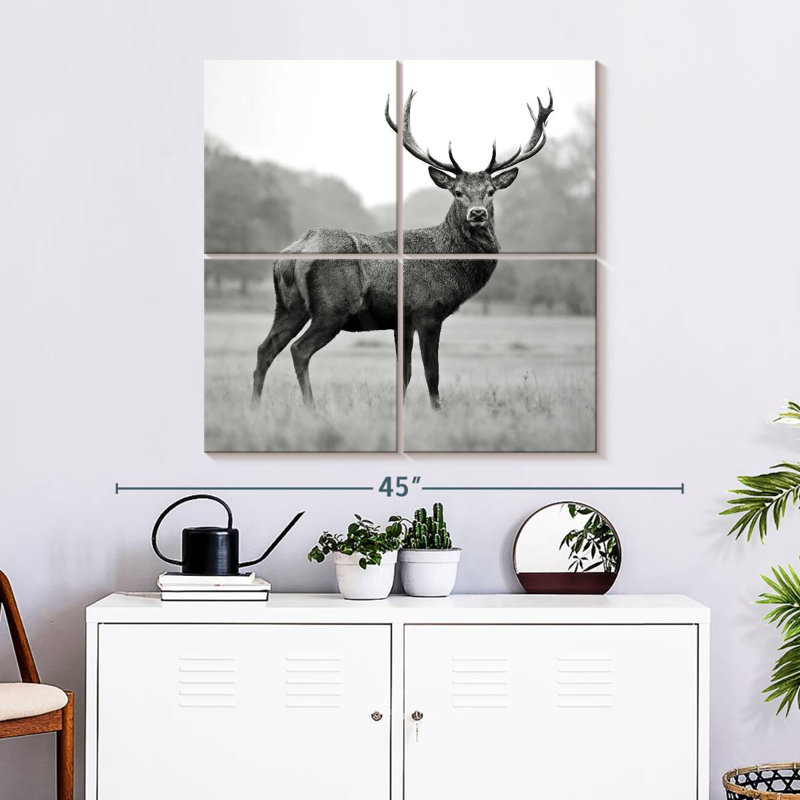 Brampt Proud Deer BW, 32" H x 32" W