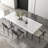 Goras 94.4 " Extendable Rectangular Stone Top with Stainless Steel Base Dining Table-922574663