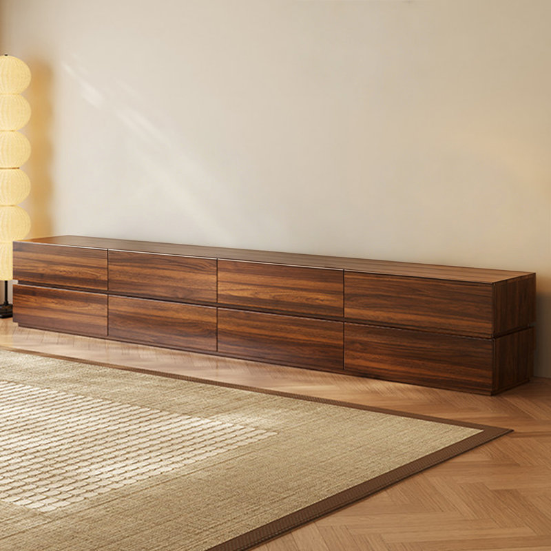 Meuble télé en bois manufacturé rétro noyer, H 16,54 po x L 78,74 po x l 13,78 po