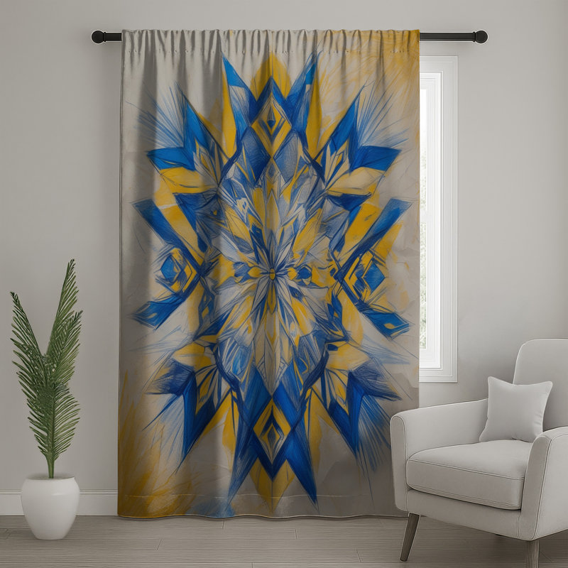 Rideaux de fenêtre kaléidoscope bleu, voilage et rideaux occultant - 1 panneau, 50 po x 80 po - 1 panneau, Transparent