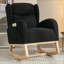 Chaise berçante de salon / chambre à coucher en velours de style Mid-Century avec pieds en bois | Rempli de mousse