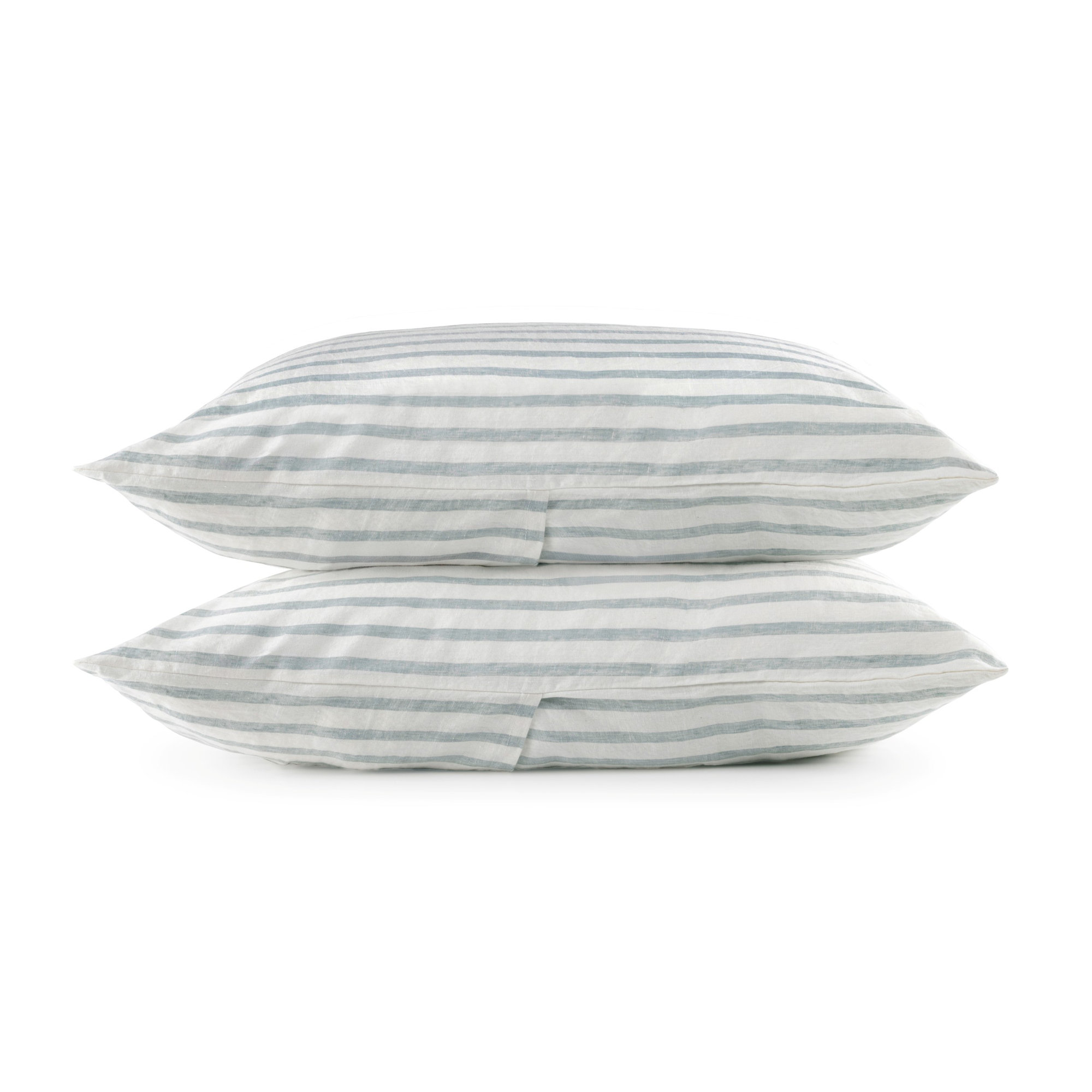 100% French Linen Pillowcase Set, King Pillowcase, Cream/Wave Striped