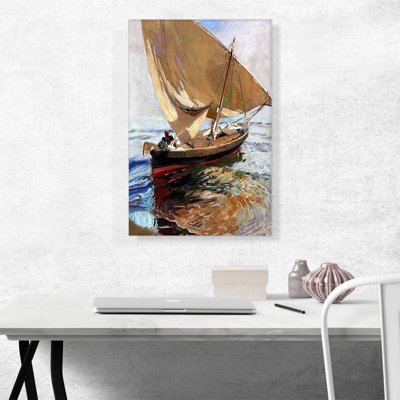 «Mise en mer Valencia» par Joaquin Sorolla y Bastida, reproduction d'art sur toile tendue