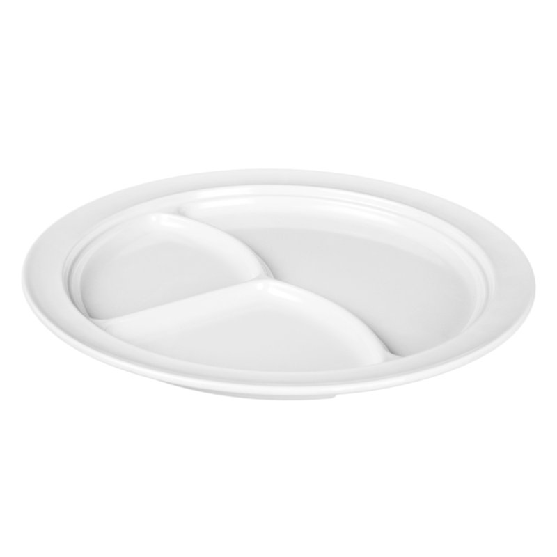 Plat de service divisée en mélamine à 3 compartiments Nustone, Blanc