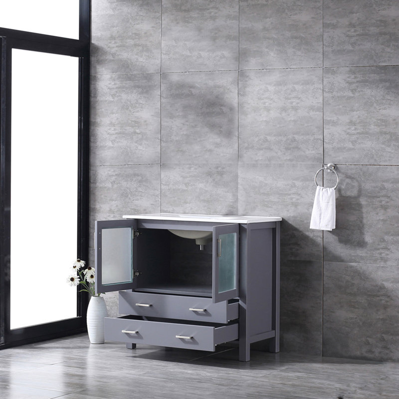 Volez 36" Dark Gray Single Vanity with Ceramic Top