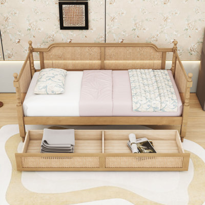 Wood Daybed with 2 Storage Drawers
