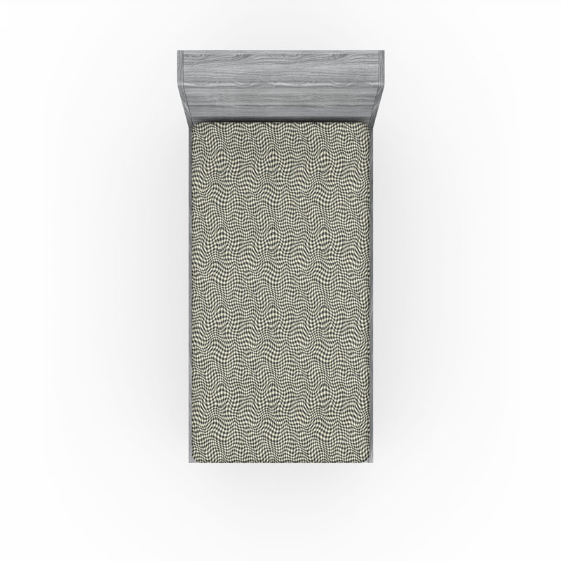 Drap-housse Ambesonne, Charcoal Grey Eggshell Checkered, Drap-housse simple TG
