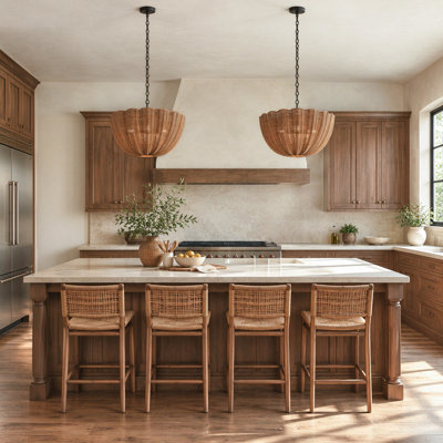 4-Light  Rattan Chandelier
