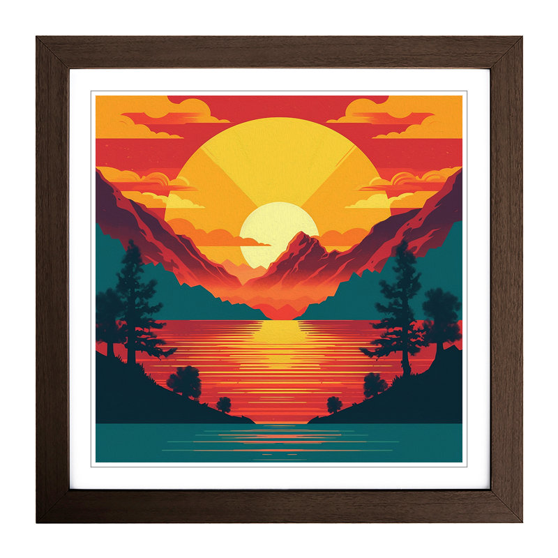Sunrise Retro Art - Framed Print, Walnut