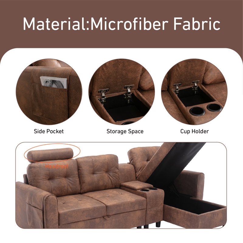 Canapé modulaire Lorica, Microfibre café