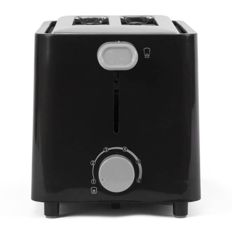 Compact Black Stainless Steel 2-Slice Toaster with Wide Slots