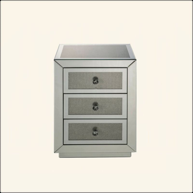 Table de chevet avec trois tiroirs Glam Style