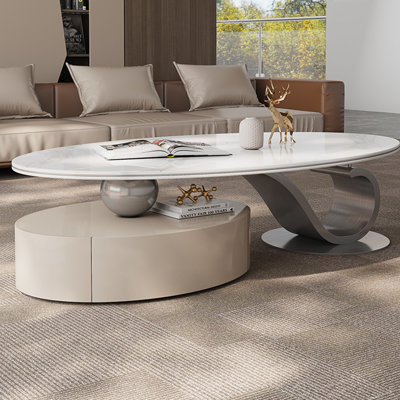 Table basse ovale en cristal clair de luxe