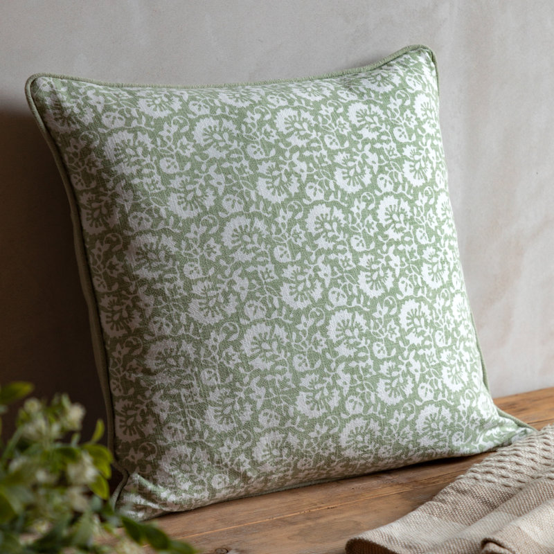 Floral Square Cushion, Green