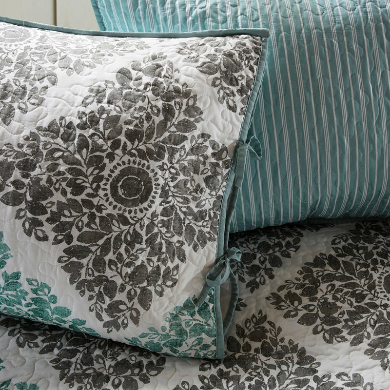 Housse de lit de jour réversible 6 pièces - pour lit simple 3 taies décoratives, 1 coussin décoratif, housse, style frais moderne et pièces botaniques grises