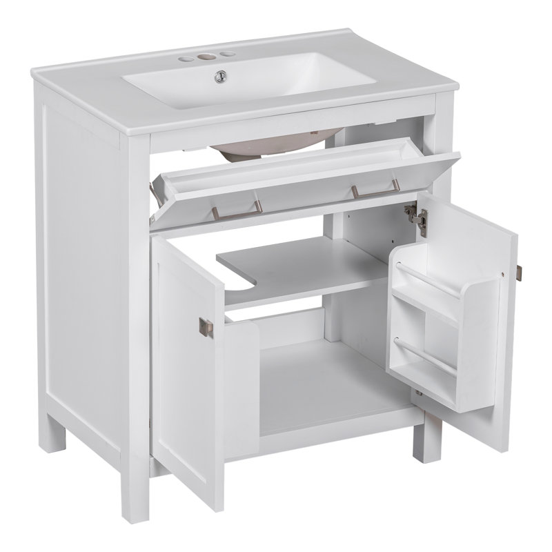 Ensemble de meuble-lavabo moderne 30 po avec lavabo en céramique, armoire 2 portes, tablette et portes à fermeture douce 30 po