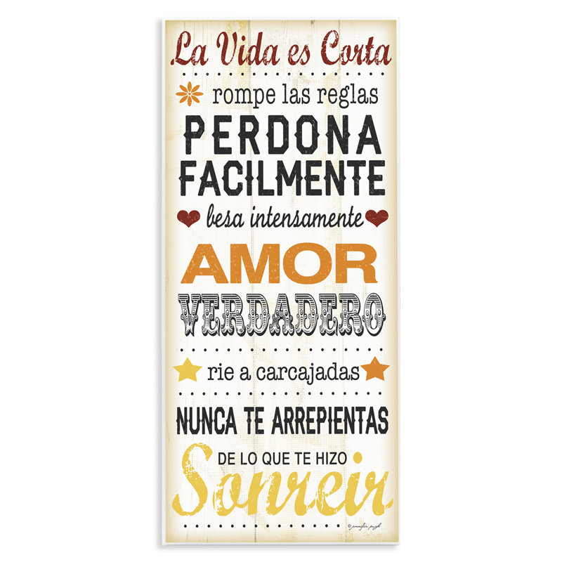 Art mural espagnol Life is Short, par Jennifer Pugh
