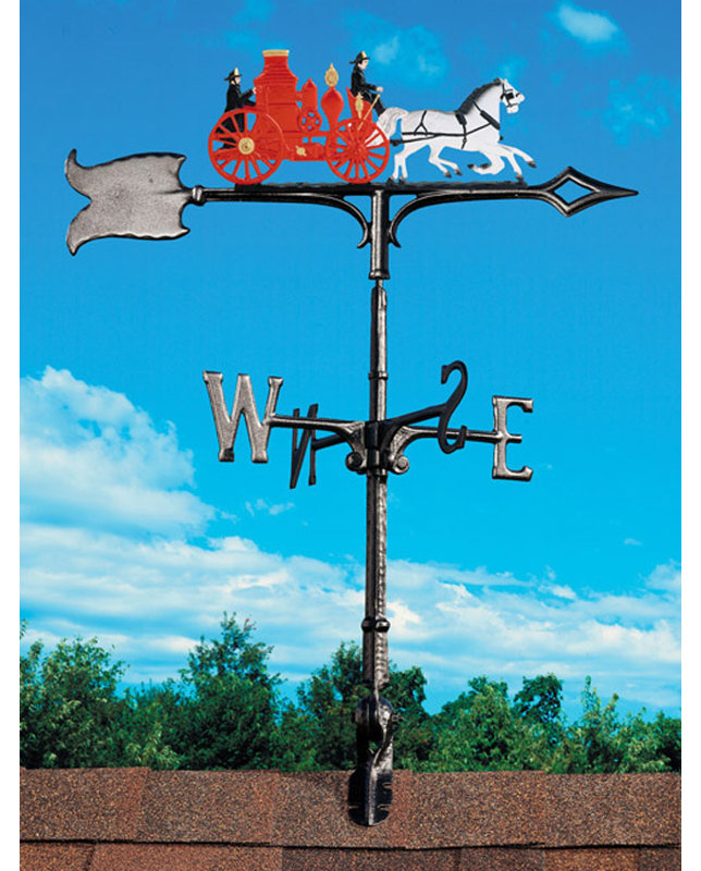 Rooftop 30" Fire Wagon Weathervane, Black