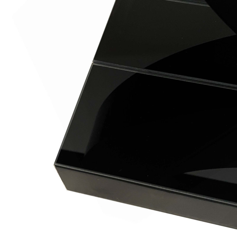 Console en verre à miroir avec miroirs polis à la main et incrustation de diamant pour la décoration intérieure, Noir