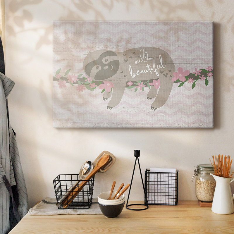 Floral Sloth-Gallery Wrapped Canvas
