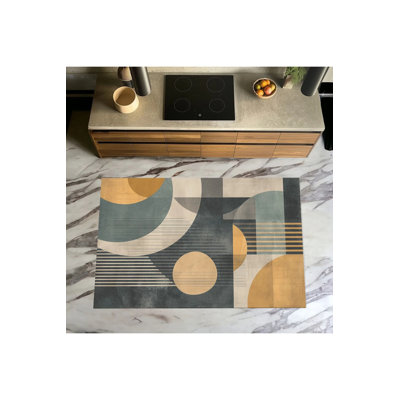 Tapis à motif géométrique à motif tissé et tapis lavable
