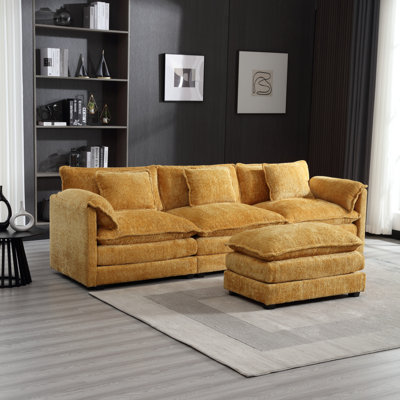 Canapé moderne en tissu de chenille modulaire en forme de L