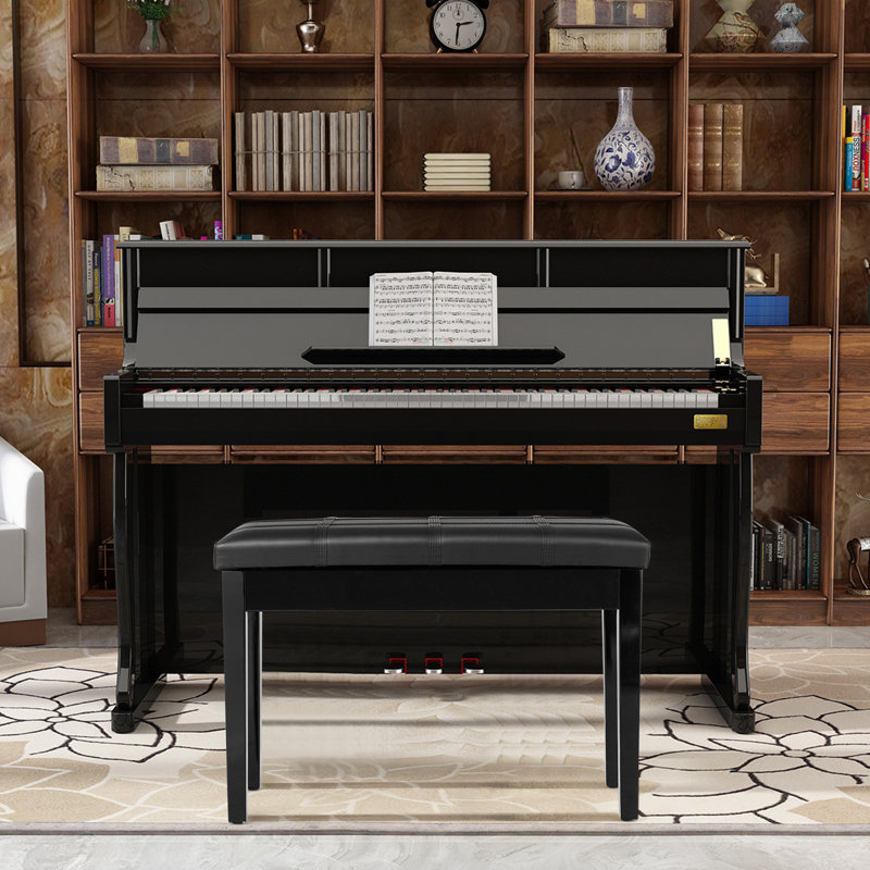 Nahome Genuine Leather Upholstered Storage Bench, Black
