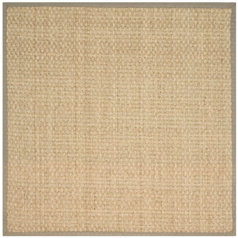 Auckland Bamboo Slat/Seagrass Natural/Olive Area Rug, Square 6'